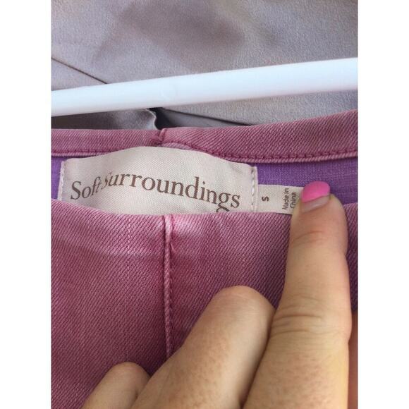 Soft surroundings womens pull on capris S fairy pants dusty rose pink lace up - Picture 5 of 10